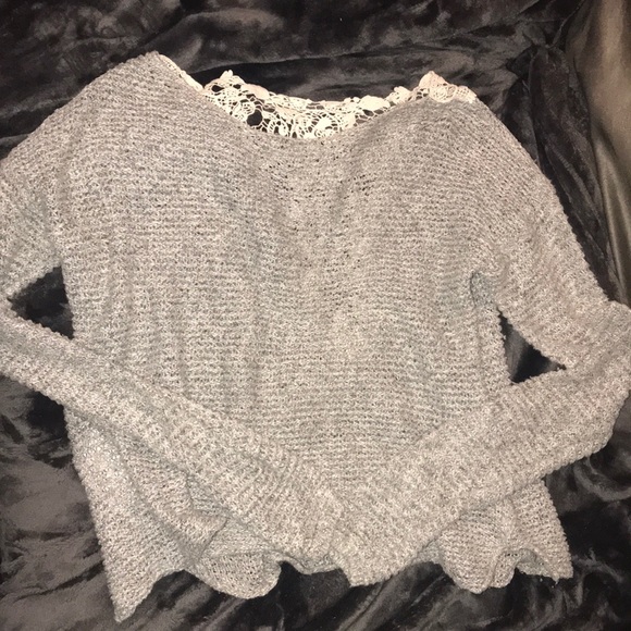 Hollister Sweaters - Hollister Gray Lace Back Sweater